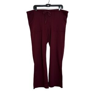 XVCI Wearables Drawstring Knit Pants Size M Burgundy Red Wide Leg Pockets Travel